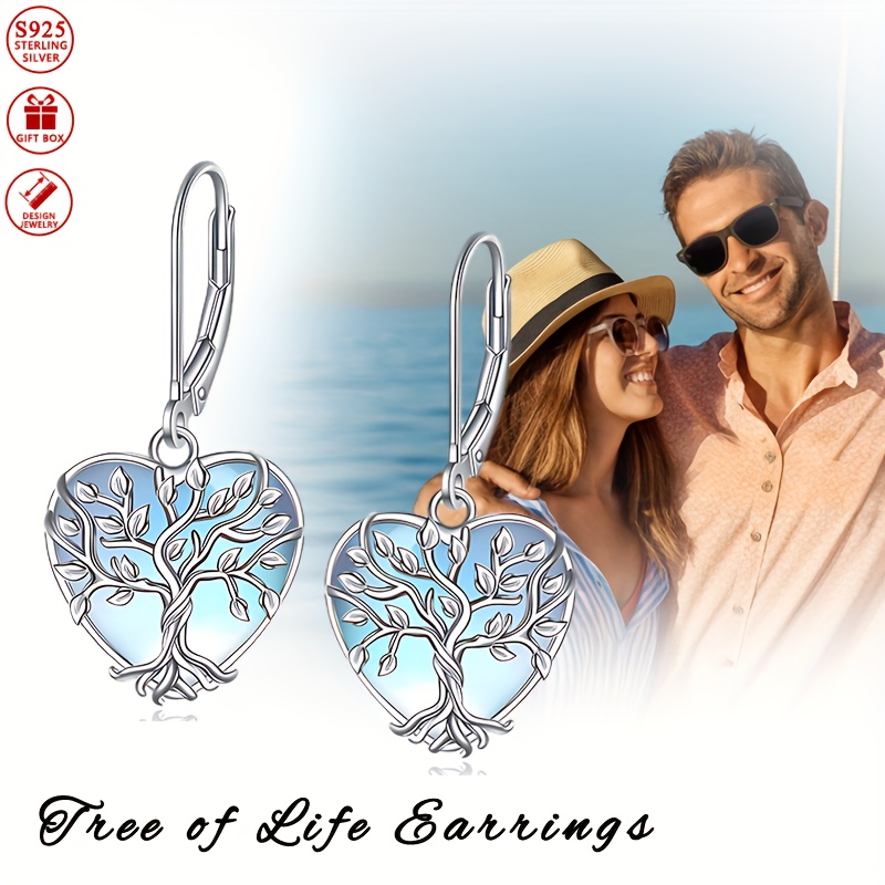Moonstone Dangle Earrings 925 Silver Lightweight